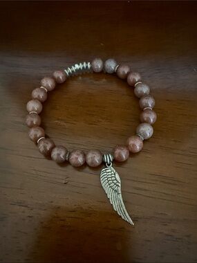 Beaded Angel Wing Bracelet in Sunstone
